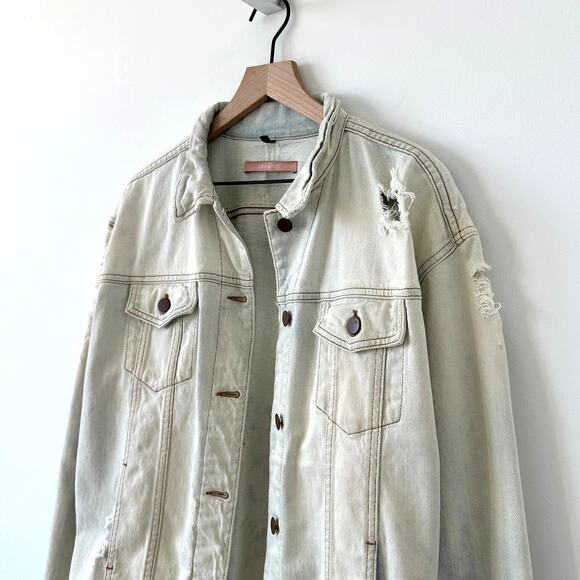 J Brand Distressed Light Wash Denim Jacket Size M - Picture 4 of 10